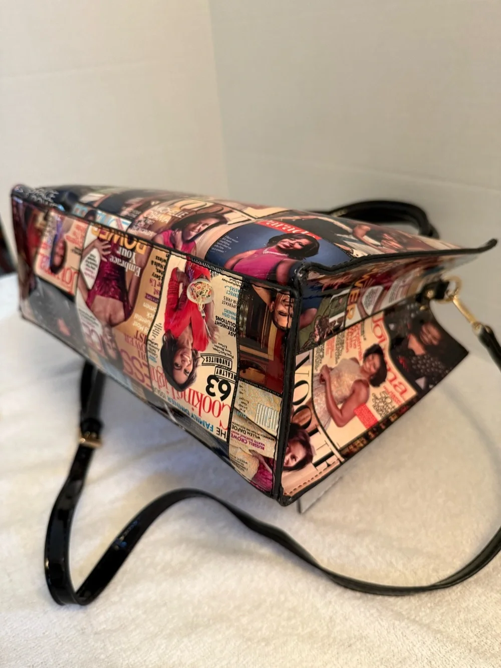 Michelle Obama Magazine Cover Collage Vegan PU Leather Crossbody & Satchel Bag